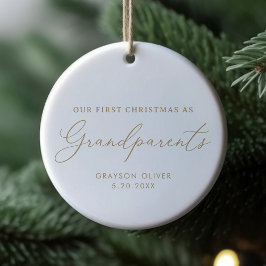 Moderne Elegante Erste Weihnachten als Großeltern Keramik Ornament