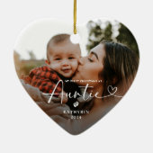 Moderne Elegante Erste Weihnachten als Tantchen Fo Keramik Ornament (Hinten)