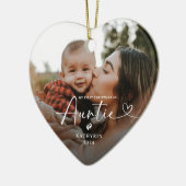 Moderne Elegante Erste Weihnachten als Tantchen Fo Keramik Ornament (Links)