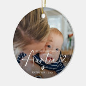 Moderne Elegante Erste Weihnachten als Tantchen Fo Keramik Ornament (Links)