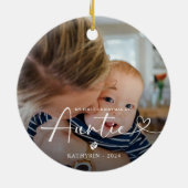 Moderne Elegante Erste Weihnachten als Tantchen Fo Keramik Ornament (Hinten)