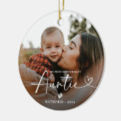 Moderne Elegante Erste Weihnachten als Tantchen Fo Keramik Ornament (Links)