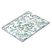 Moderne Elegante Eucalyptus Foliage Name Spiral Notizblock (Linke Seite)