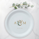 Moderne, elegante Eukalyptus-Ampere und Hochzeit Pappteller<br><div class="desc">Moderne,  elegante Eukalyptus-Ampere und Hochzeitsdesign. Editieren Sie Ihr Produkt in wenigen Minuten. Sie können Schriftart/Größe/Farbe und Position mit "weiter personalisieren" ändern.</div>