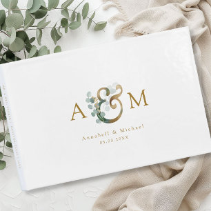 Moderne Elegante Eukalyptus Ampersand Hochzeit Gästebuch