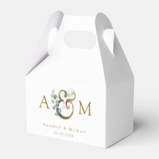 Moderne Elegante Eukalyptus Ampersand Hochzeit Geschenkschachtel (Vorderseite)