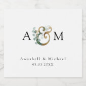 Moderne Elegante Eukalyptus Ampersand Hochzeit Schaumweinetikett (Einzelnes Label)