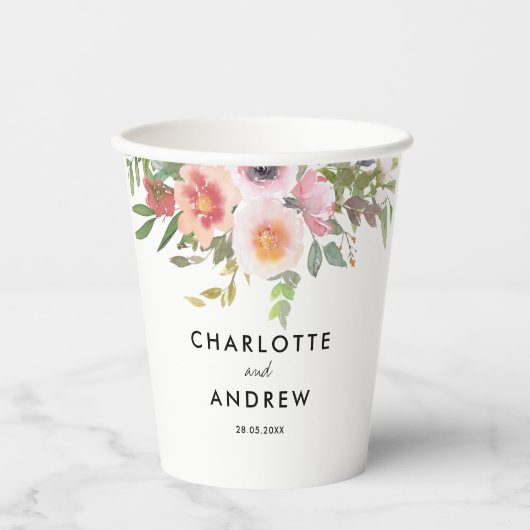 Moderne, elegante Eukalyptus-Blume Pappbecher (Vorderseite)