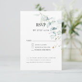 Moderne Elegante Eukalyptus Grüne Speisekarte RSVP Karte (Stehend Vorderseite)