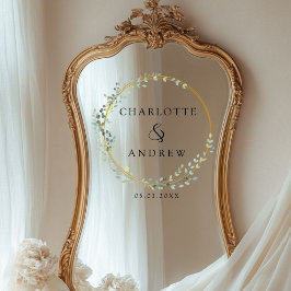 Moderne, elegante Eukalyptus-Hochzeit Fensteraufkleber