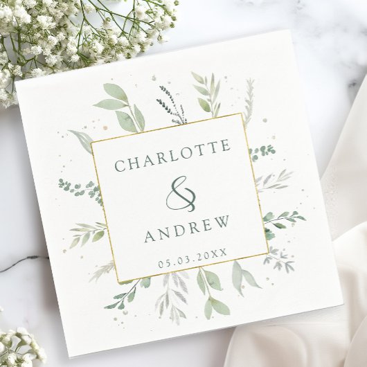 Moderne, elegante Eukalyptus-Hochzeit Serviette