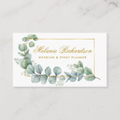 Moderne Elegante Eukalyptus Verlasst Grüne Gold Visitenkarte (Vorderseite)