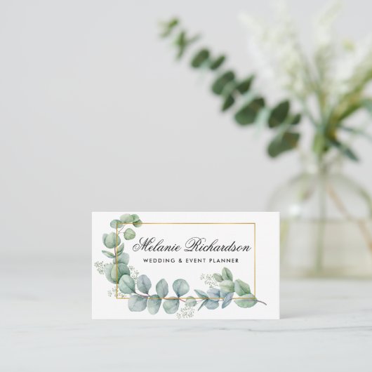 Moderne Elegante Eukalyptus Verlasst Grünflächen Visitenkarte (Stehend Vorderseite)