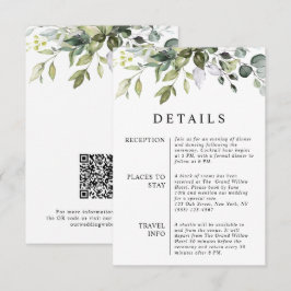 Moderne elegante Eukalyptusblätter QR-Code Hochzei Begleitkarte