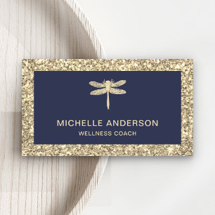 Moderne Elegante Falsche Creme Gold Glitter Libell Visitenkarte