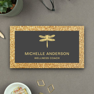 Moderne elegante falsche Gold-Glitter-Libelle Visitenkarte