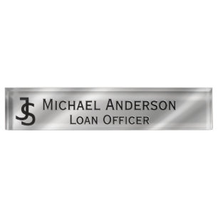 Moderne elegante falsche Silber-Monogramm-Logo Namensplakette