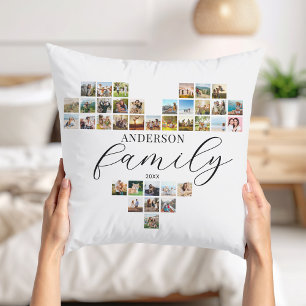 Moderne elegante Familie Herzförmige Fotocollage Kissen