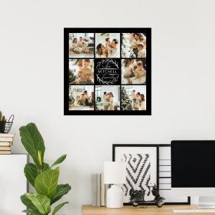 Moderne Elegante Familienfoto Collage Black Keepak Poster