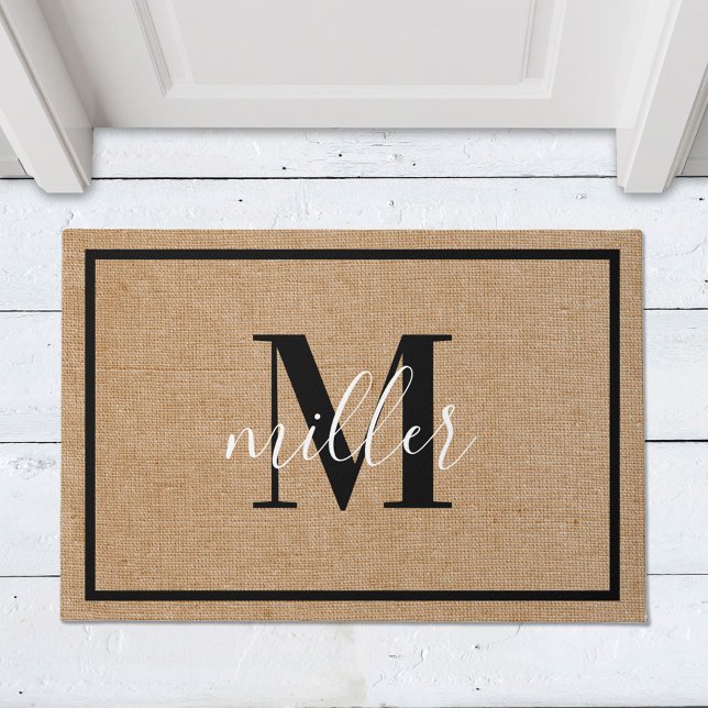 Moderne elegante Familienname Monogram Doormat Fußmatte (Von Creator hochgeladen)