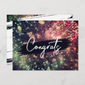 Moderne Elegante Farben Feuerwerk Festivals Glückw Postkarte (Vorne/Hinten)