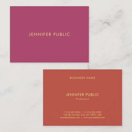 Moderne elegante Farben Premium Silk Finish Einfac Visitenkarte (Vorne/Hinten)