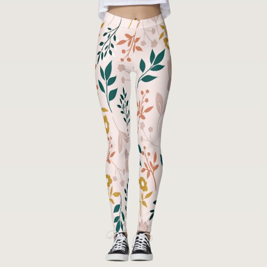 Moderne Elegante Farben Stilvoll floral Leggings (Vorderseite)