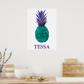 Moderne Elegante Farbenfrohe Ananas Poster (Küche)