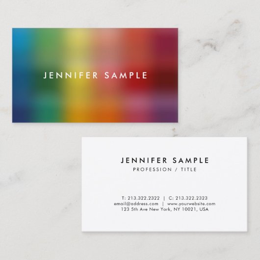 Moderne elegante, farbenfrohe, einfache Vorlage Visitenkarte (Vorne/Hinten)