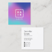 Moderne elegante Farbenfrohe holografische Haare Quadratische Visitenkarte (Vorne/Hinten)