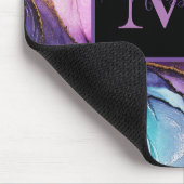 Moderne elegante, farbenfrohe Marmormonogramm Mousepad (Ecke)