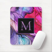Moderne elegante, farbenfrohe Marmormonogramm Mousepad (Mit Mouse)