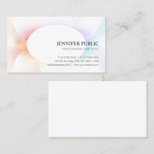 Moderne elegante, farbenfrohe, trendige, einfache  visitenkarte (Vorne/Hinten)