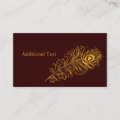 Moderne Elegante Feder aus Peacock Visitenkarte (Rückseite)