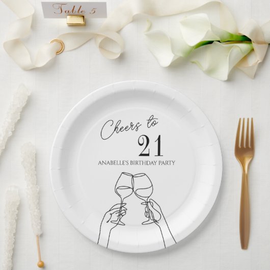 Moderne elegante Feier zum 21. Geburtstag Pappteller (Hochzeit)