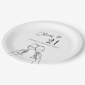 Moderne elegante Feier zum 21. Geburtstag Pappteller (Schrägansicht)