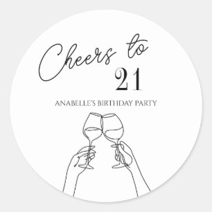 Moderne elegante Feier zum 21. Geburtstag Runder Aufkleber