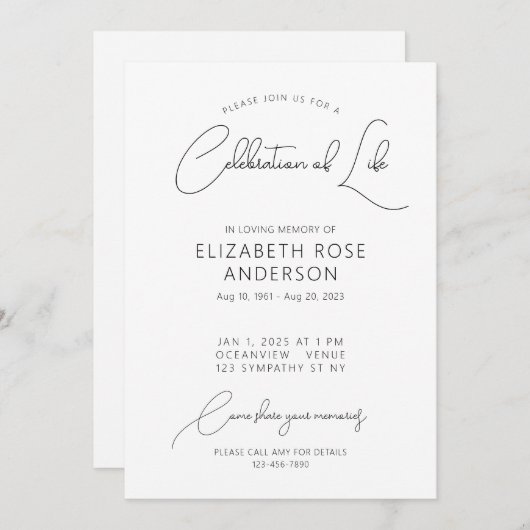 Moderne Elegante Feier zum Leben Einladung (Vorne/Hinten)