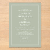 Moderne elegante feierliche Hochzeit Acryleinladungen (Vorderseite)