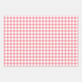 Moderne Elegante festliche Rosa Clover Deer Gingha Geschenkpapier Set