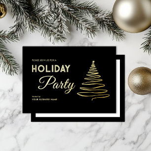 Moderne elegante Firmen-Weihnachtsfeier Schwarz Go Folieneinladung