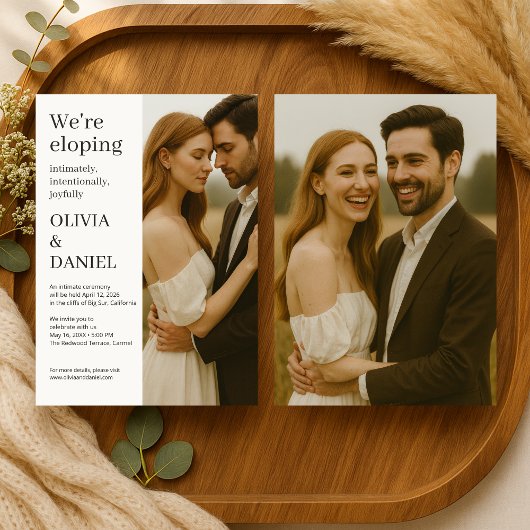 Moderne elegante Flitterwochen-Hochzeit Minimalist Einladung