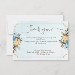 Moderne Elegante Flora Grün Hochzeit Dankeskarte