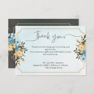 Moderne Elegante Flora Grün Hochzeit Dankeskarte