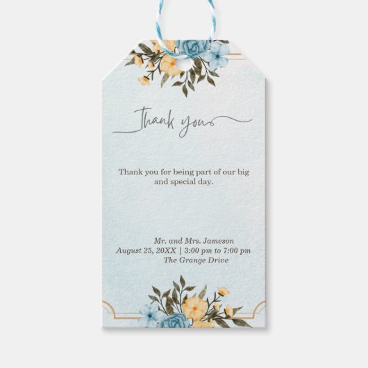 Moderne Elegante Flora Grün Hochzeit Geschenkanhänger (Vorderseite)