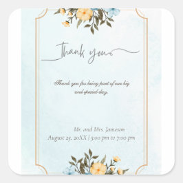 Moderne Elegante Flora Grün Hochzeit Quadratischer Aufkleber