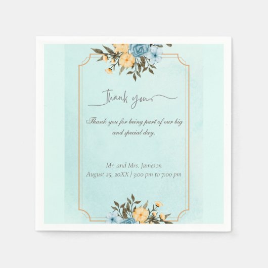 Moderne Elegante Flora Grün Hochzeit Serviette (Vorderseite)