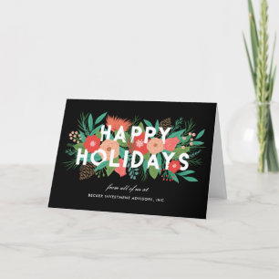 Moderne Elegante Flora Happy Holidays Corporate Feiertagskarte