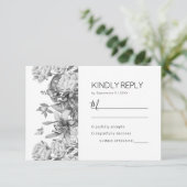 Moderne Elegante Flora RSVP Karte (Stehend Vorderseite)