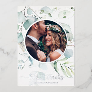 Moderne elegante Floral-Hochzeit-Dankeschön-Fotoka Folieneinladung